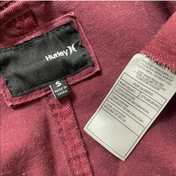 HURLEY Double Breasted Jacket Burgundy Cotton - Picture 3 of 8